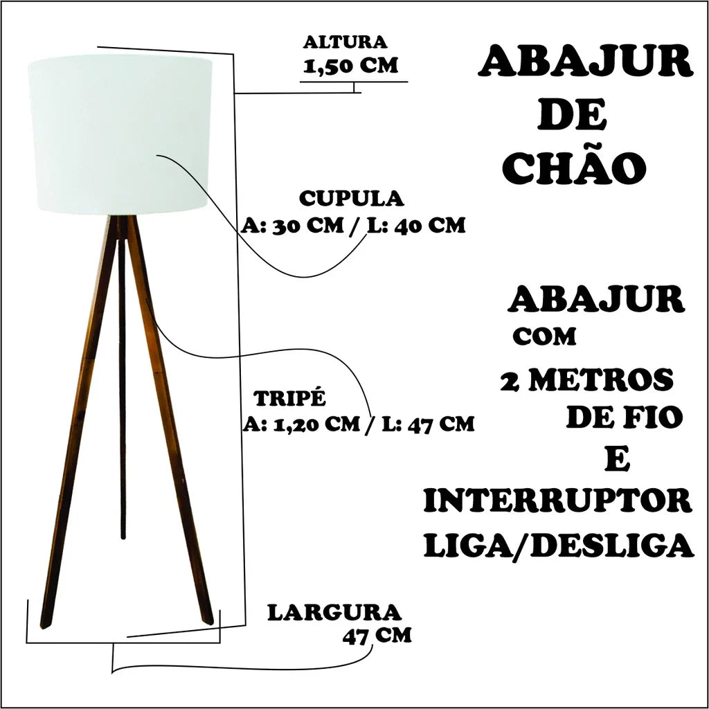 Abajur de Chão Tripé Completo