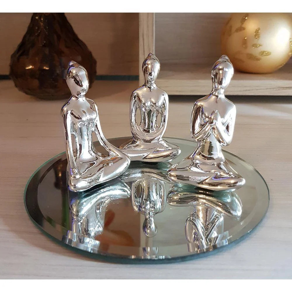 Kit com 3 Estatuetas Meditation Gold Collection