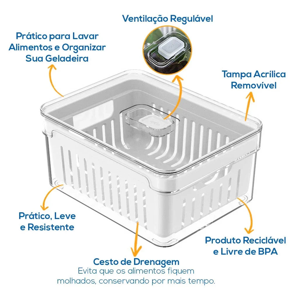 Kit Organizador de Geladeira - Acrilic Line - COMPRE 1 LEVE 2