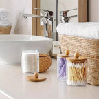 Kit Organizador em Acrílico com Bandeja e Tampa de Bambu – 3 em 1