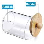 Kit Organizador em Acrílico com Bandeja e Tampa de Bambu – 3 em 1