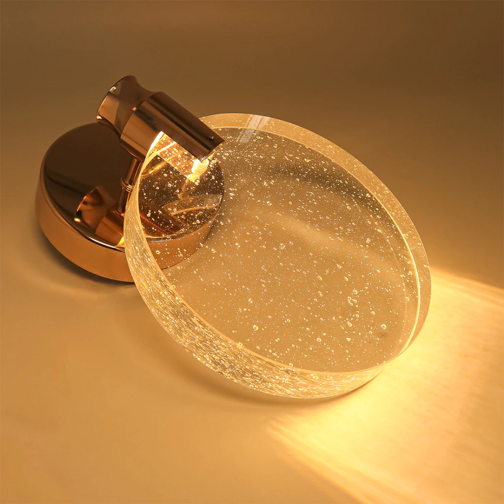 Arandela Bolhas Cristal Dourada