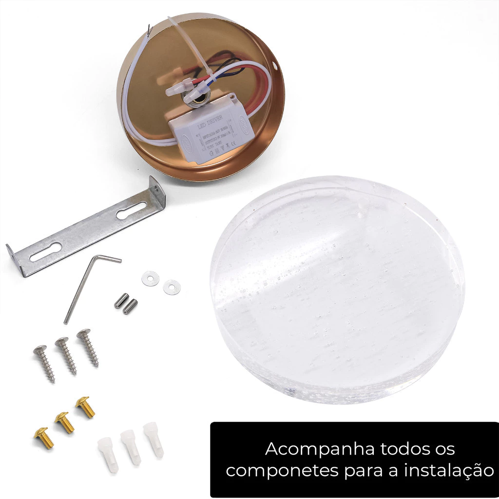 Arandela Bolhas Cristal Dourada