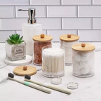 Kit Organizador em Acrílico com Bandeja e Tampa de Bambu – 3 em 1