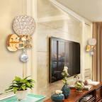 Kit com 2 Arandelas Decorativas de Cristal Luxo Dourado