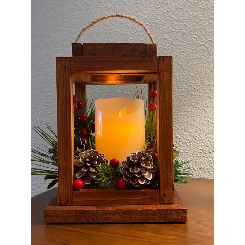 Kit Lanternas de Madeira - Duo Rústico Elegante