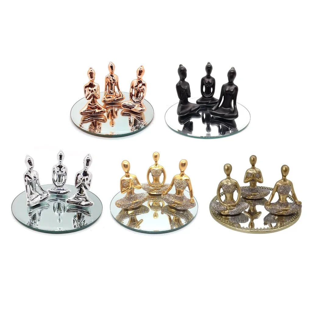 Kit com 3 Estatuetas Meditation Gold Collection