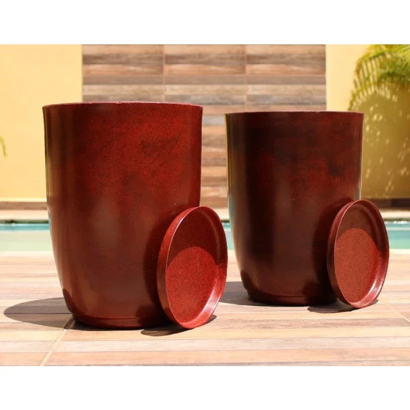 Kit com 2 Vasos Decorativos Redondos Estilo Mármore