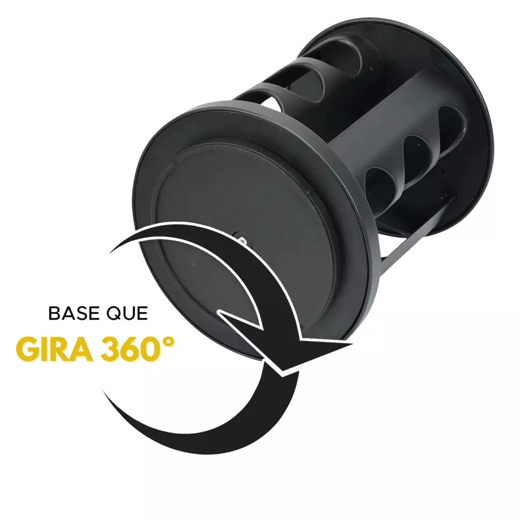 Porta Condimentos Giratório Preto – 9 Potes