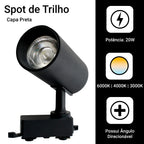 IluminaLux- Kit Trilho Eletrificado 2m com 6 Spots LED 20W