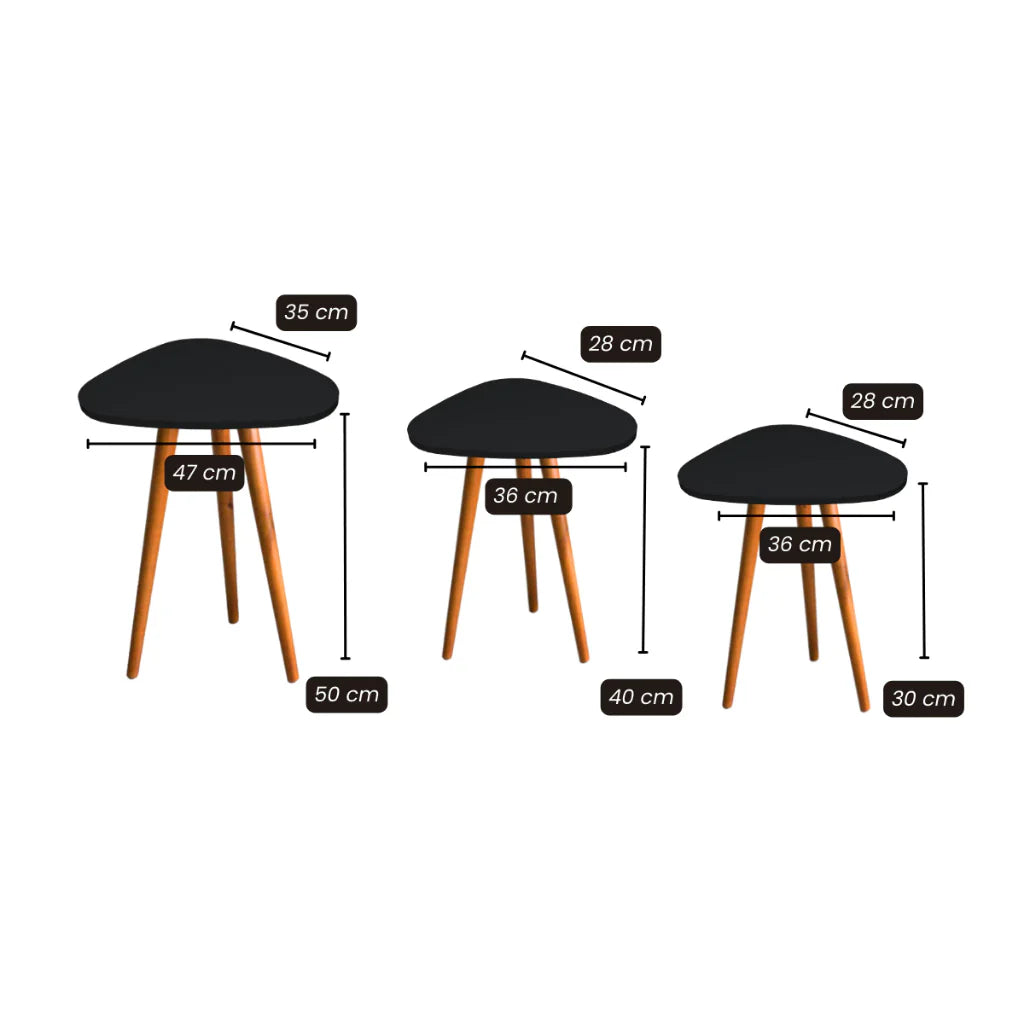 Trio Elegance – Mesinhas Laterais Redondas