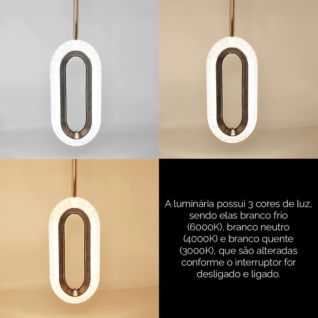 Luminária Orion Gold - Pendente Oval Dourado