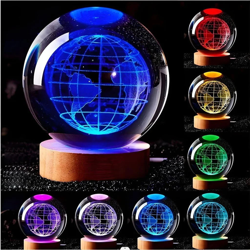 Luminária 3D de Cristal com LED Multicolor