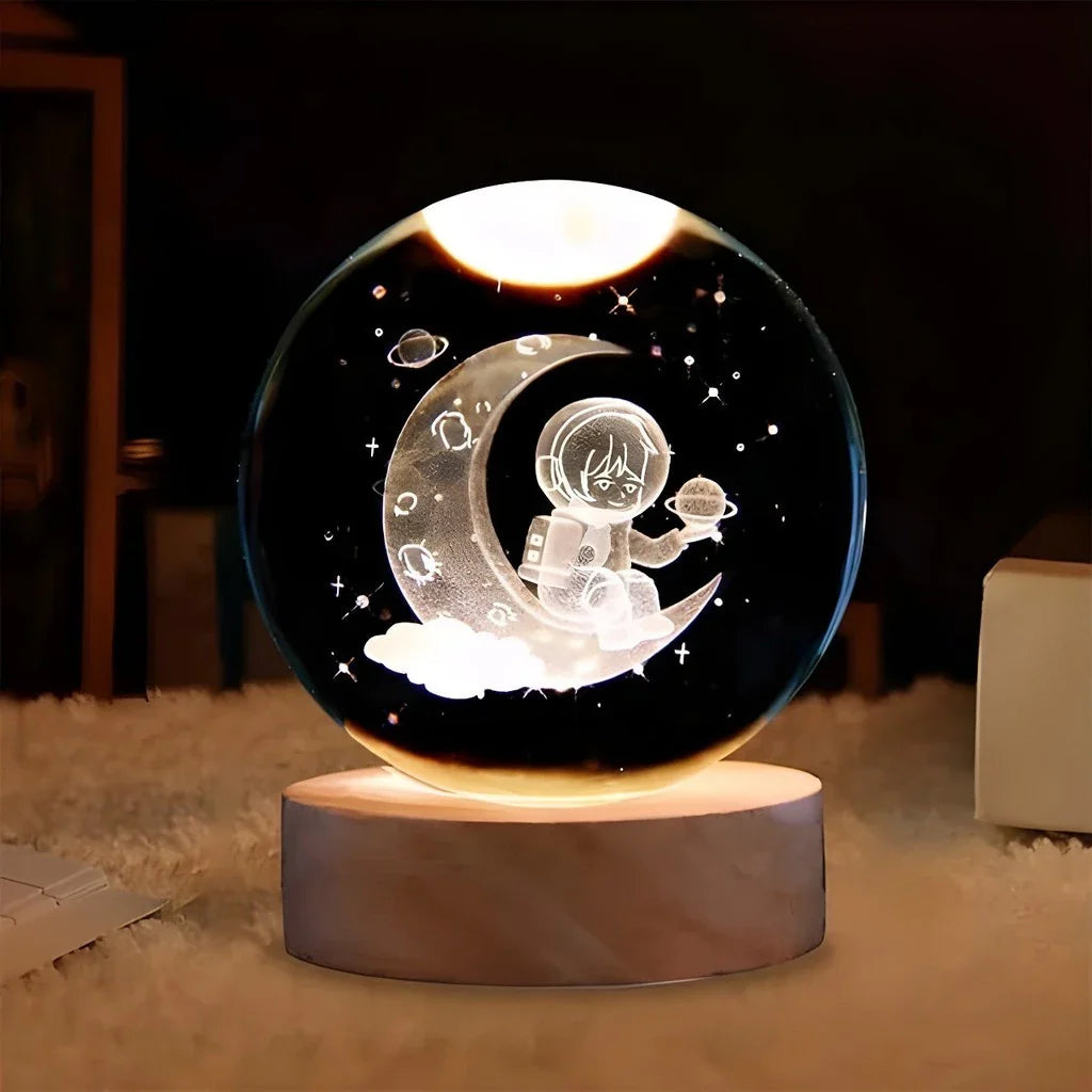 Luminária 3D de Cristal com LED Multicolor